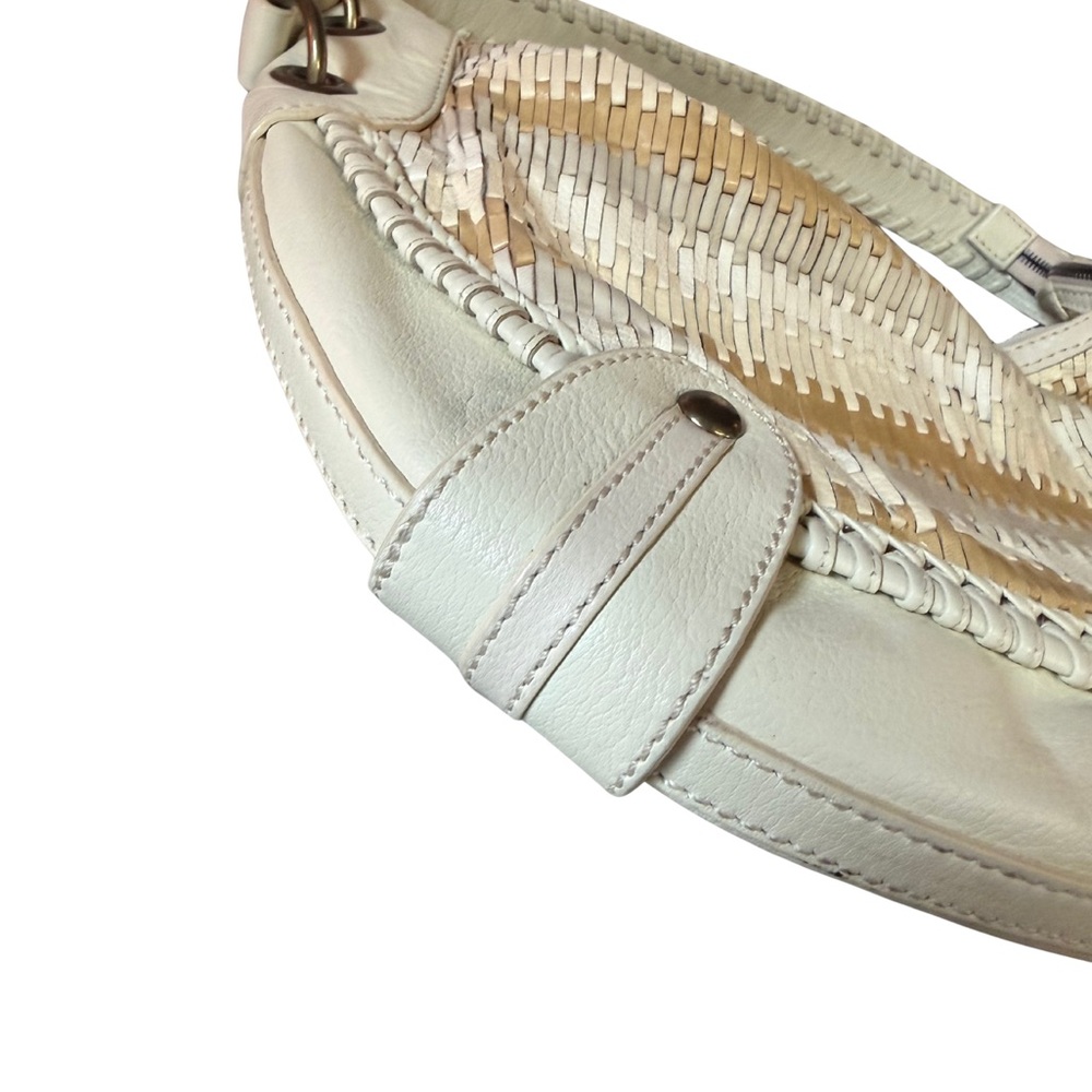 Isabella Fiore White Woven Leather Crescent Bag - Picture 5 of 10